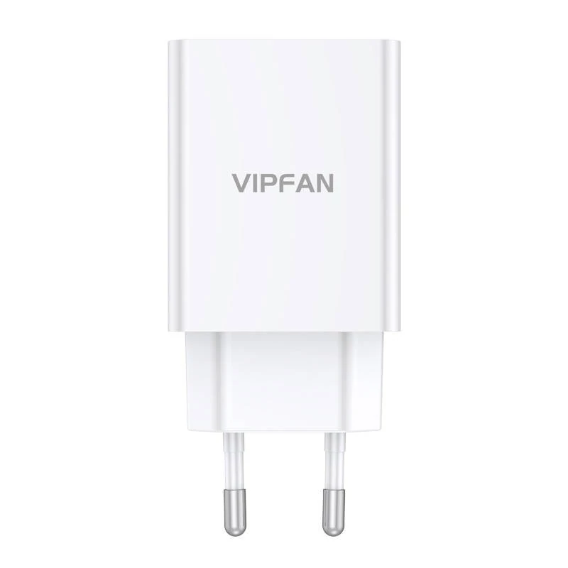 Vipfan E03 hálózati töltő, 1x USB, 18W, QC 3.0 + Lightning kábel (fehér)