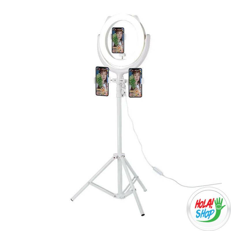 Remax selfie telefontartó. gyűrűs LED-fénnyel, fehér