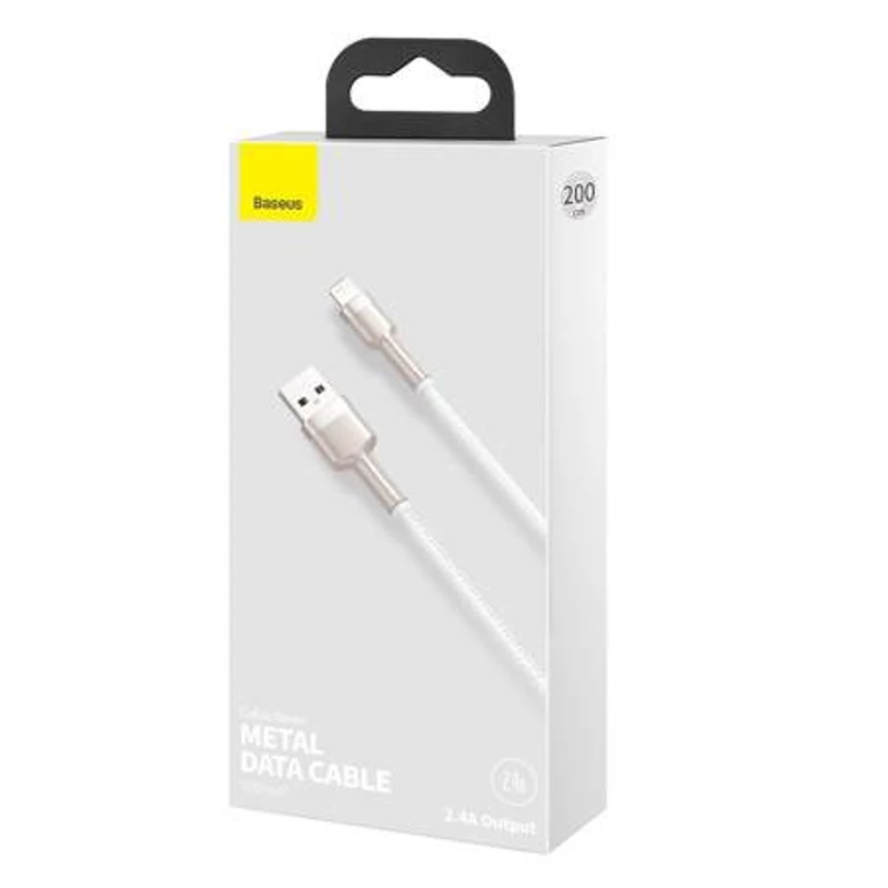Cafule_USB_kábel_lightning_2.4A_2m_fehér
