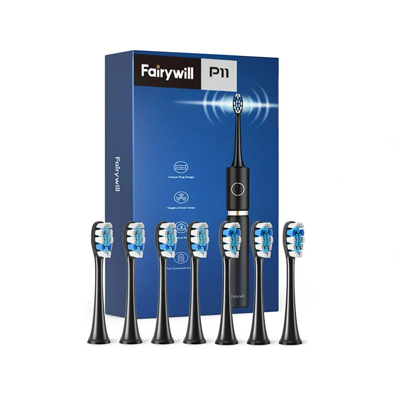 FairyWill sonic fogkefe fejkészlettel és tokkal, fekete FW-P11