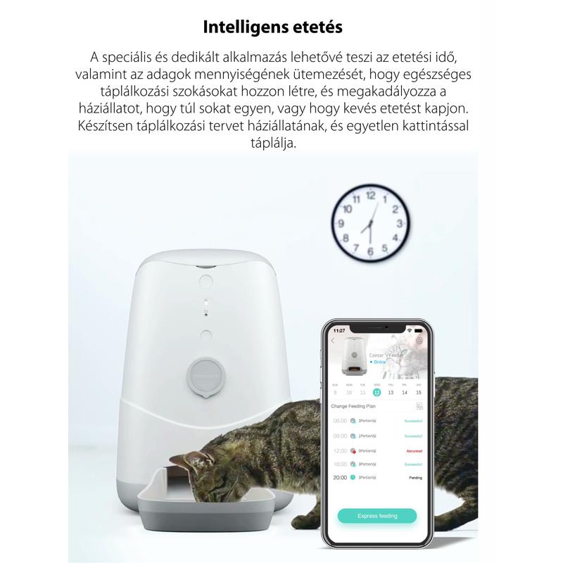 Intelligens étel adagoló háziállatok számára Petoneer Nutri Smart Pet Feeder, Alkalmazásvezérlés, Power Bank csatlakozás lehetőség